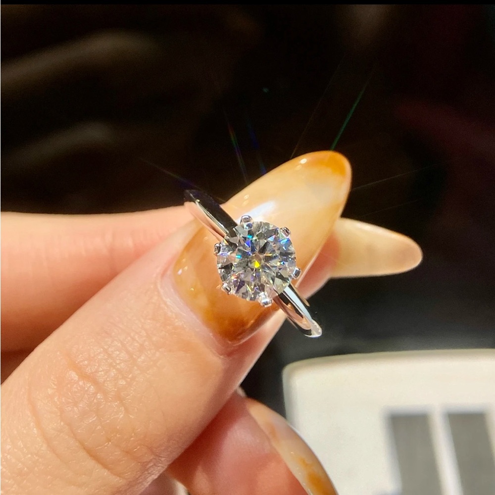 3 CT GRA Moissanite Diamond Ring Vermeil 18KG S925 NEW